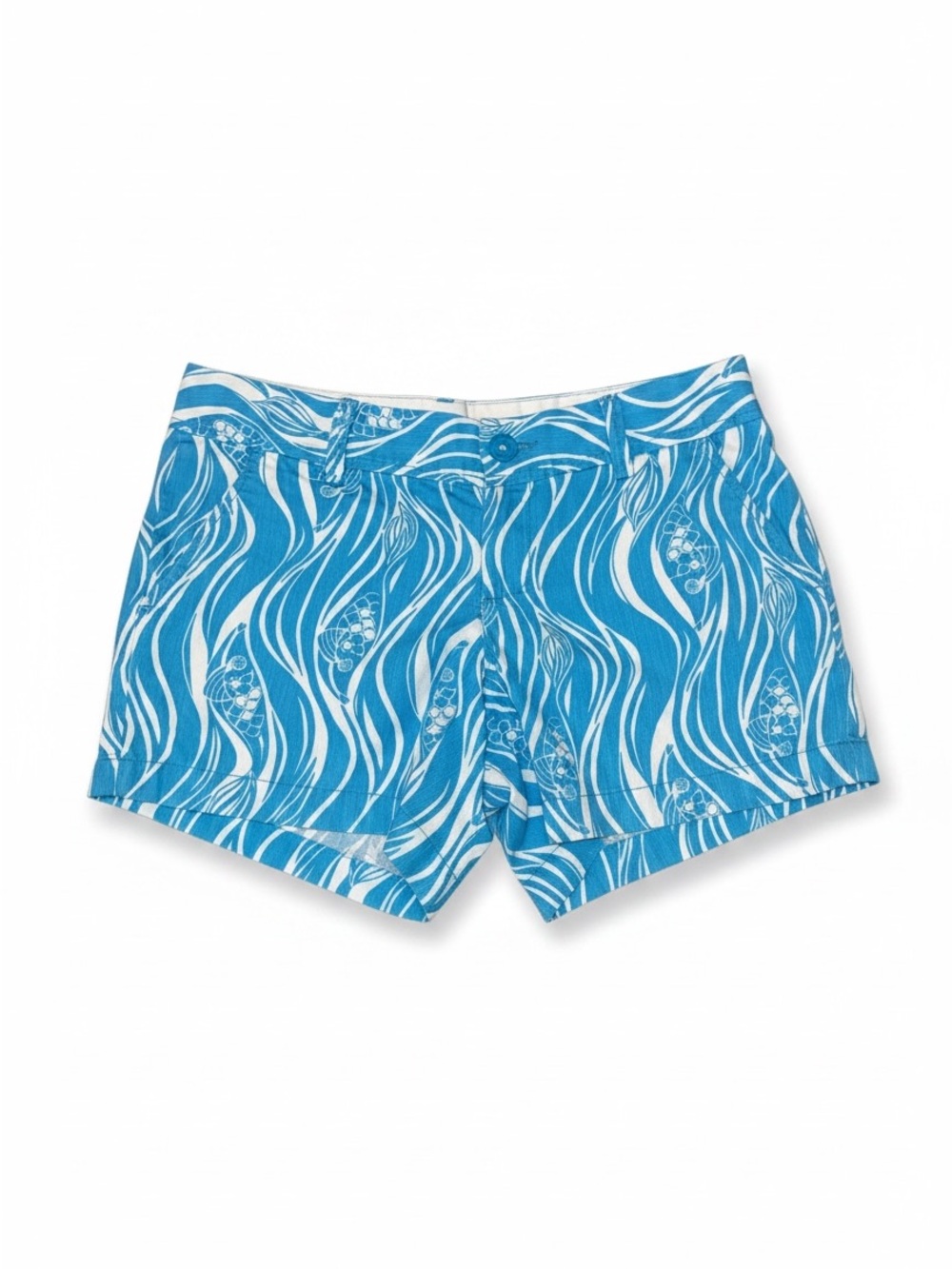 Lilly Pulitzer Callahan Shorts Wavy Fish Print Blue White 4